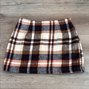 Amazon Plaid Mini Skirt in Brown, Cream, and Pink